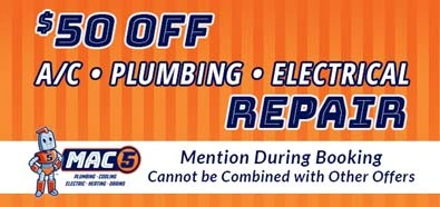 Coupon $50 off repairs - a/c, plumbing, electrical