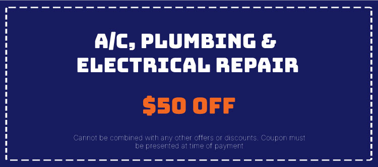 Discounts on A/C, Plumbing & Electrical Repair