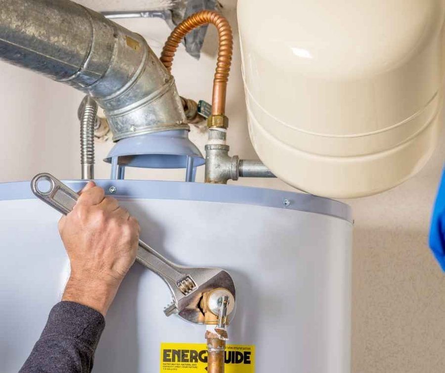 Working on a water heater